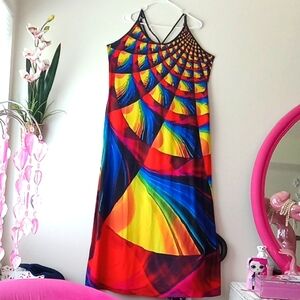 Vibrant Multicolor Maxi Dress This size Says XL But Can fit up 2 x